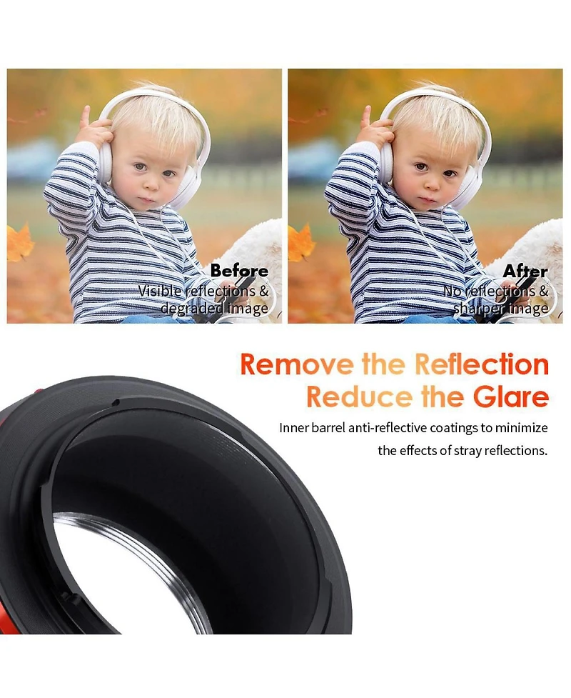 K&F Concept Kf M10105 High-precision Lens Adapter Ring, Matte Paint, Orange Secondary Oxide, M42-nex Pro