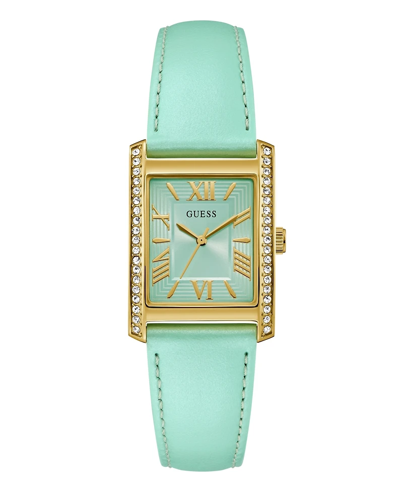 Guess Women's Analog Green Leather Watch, 27mm