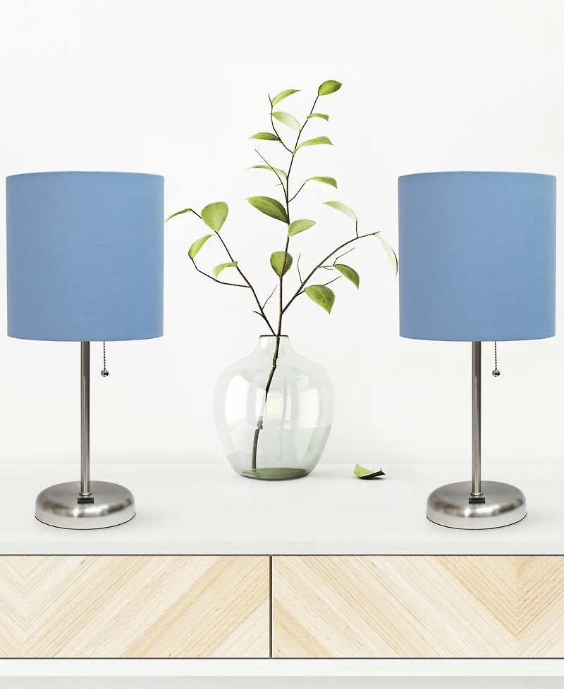 Creekwood Home 19.5" Metal Oslo Contemporary Bedside Duo Table Lamp Set