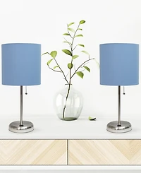 Creekwood Home 19.5" Metal Oslo Contemporary Bedside Duo Table Lamp Set