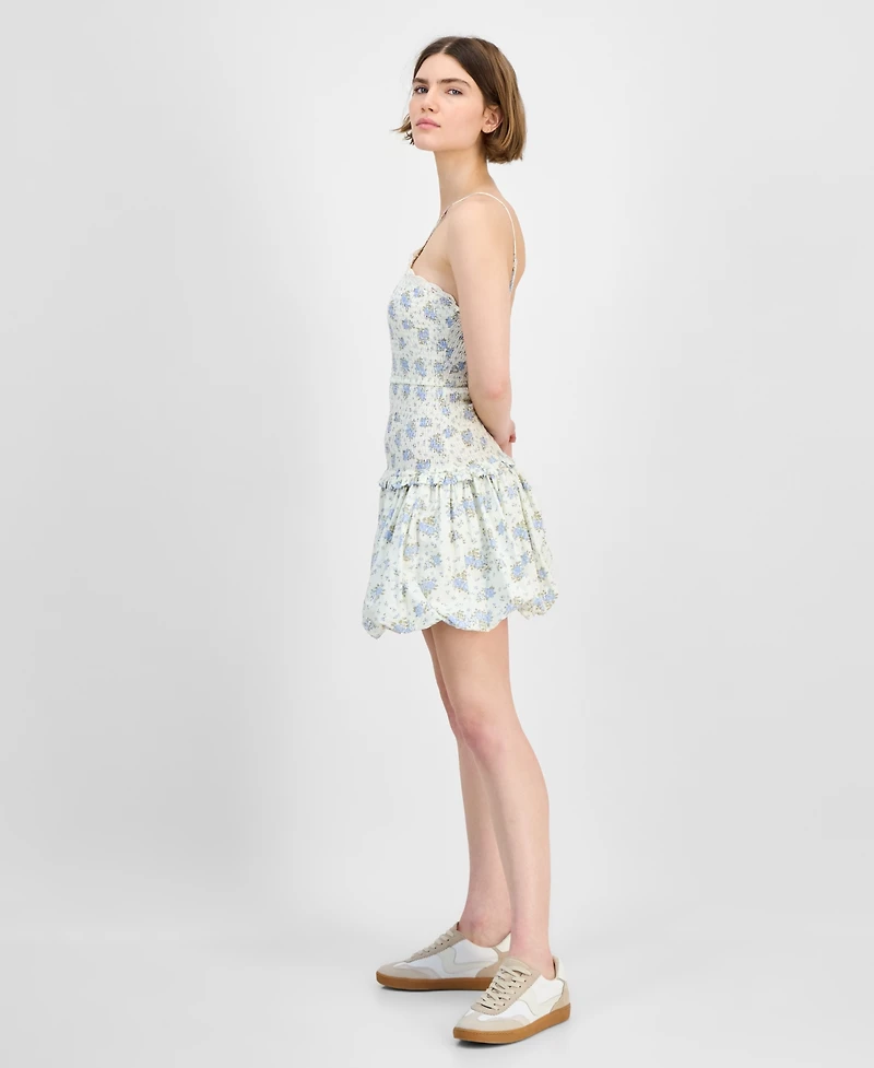 And Now This Women's Printed Cotton Halter Smocked Bubble-Hem Dress, Exclusively at Macy's