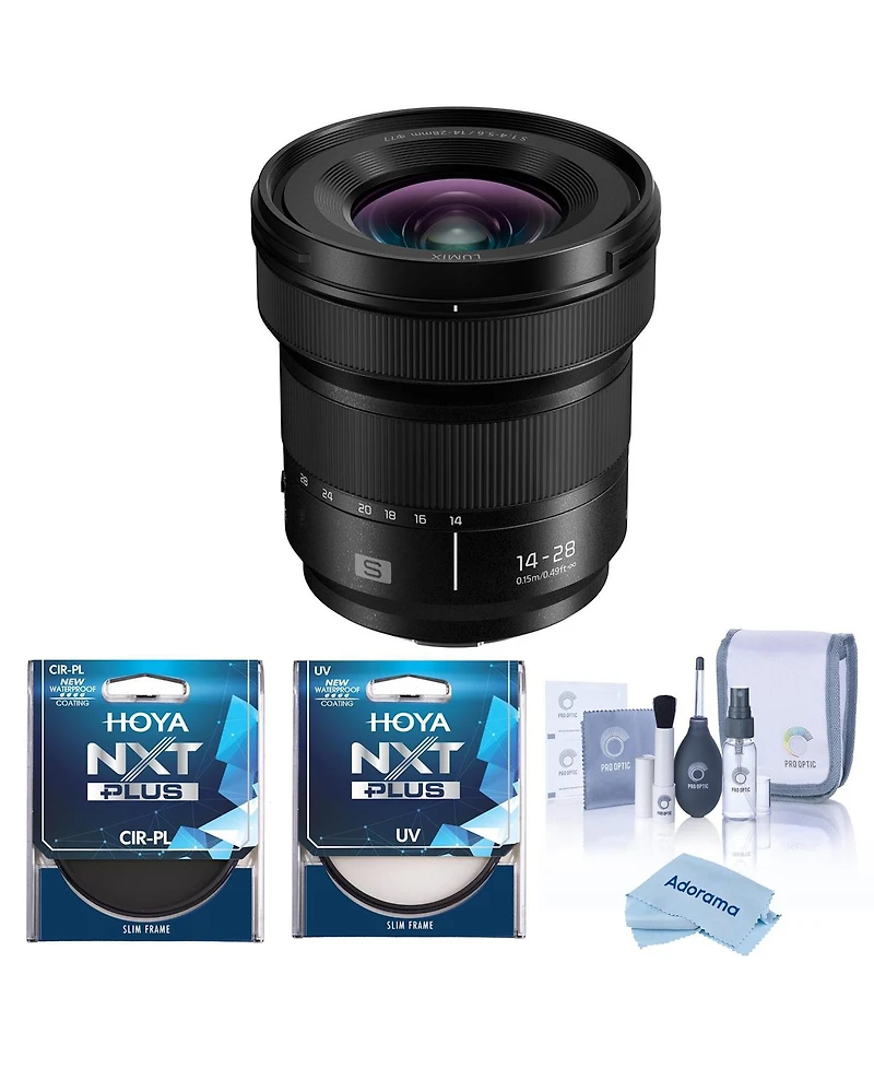 Panasonic Lumix S 14-28mm f/4-5.6 Macro Lens for L Mount, Bundle with Hoya 77mm Uv and Cpl Filters