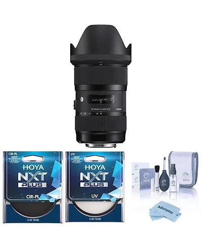 Sigma 18-35mm f/1.8 Dc Hsm Art Lens for Canon Ef, Bundle with Hoya 77mm Uv and Cpl Filters