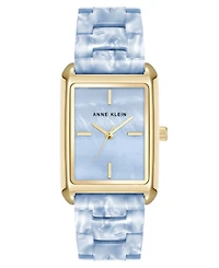 Anne Klein Women's Quartz Delicate Rectangular Light Blue Acetate Bracelet Watch, 26mm