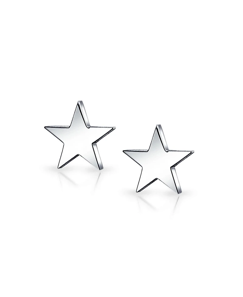 Bling Jewelry Set of 2 Patriotic Celestial Rock Star Stud Earrings Black Plated Steel 10MM