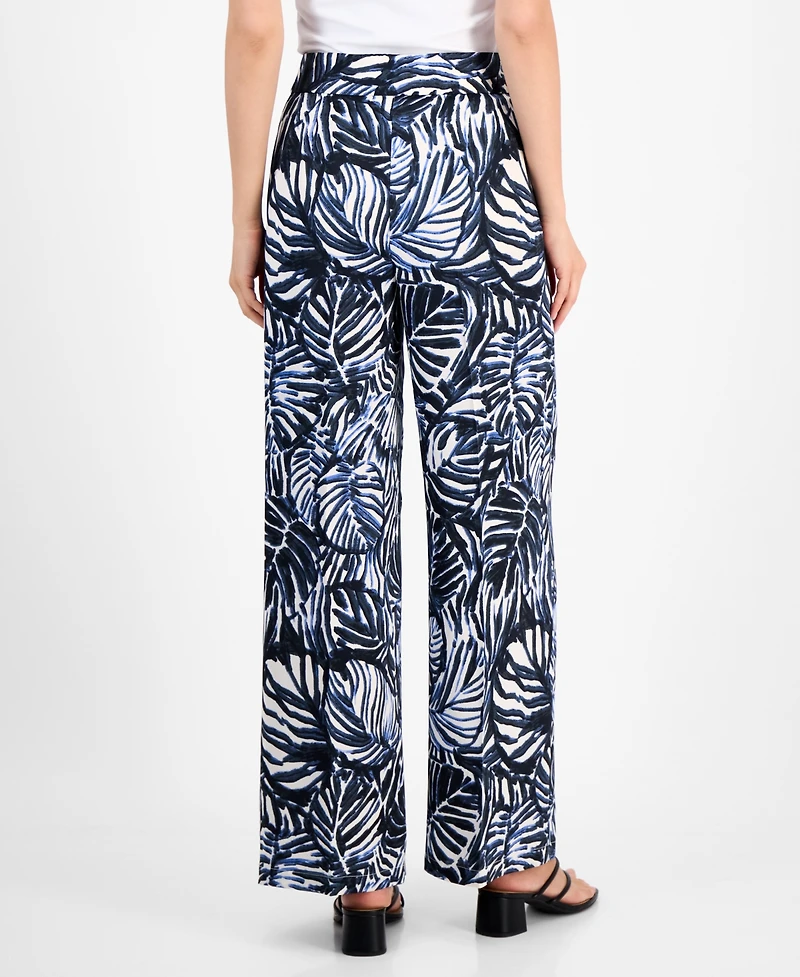 Tahari Asl Women's Printed High-Rise Wide-Leg Pants