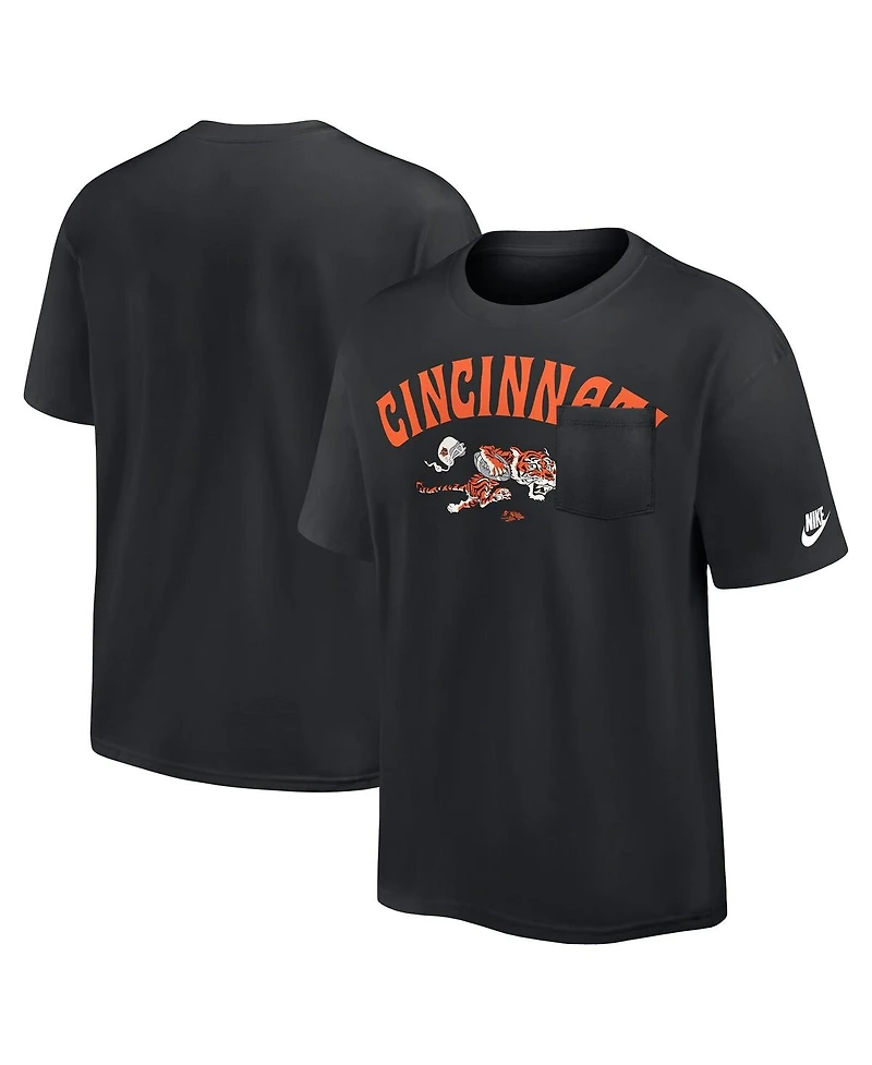 Nike Men's Black Cincinnati Bengals Rewind Heavy Max 90 Pocket T-Shirt