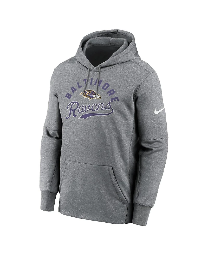 Nike Men's Heather Gray Baltimore Ravens Performance Fleece Pullover Hoodie