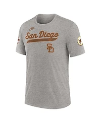 Nike Men's Heather Gray San Diego Padres Cooperstown Collection Eras Tri-Blend T-Shirt