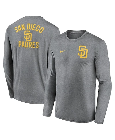 Nike Men's Heather Charcoal San Diego Padres 2-Hit Legend Performance Long Sleeve T-Shirt