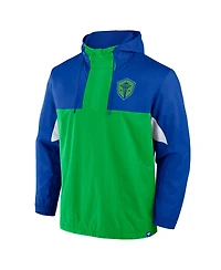 Fanatics Men's Royal Seattle Sounders Fc Free Kick Woven Quarter-Zip Hoodie Jacket