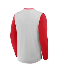 Fanatics Men's Gray/Red Philadelphia Phillies Clubhouse Long Sleeve Henley T-Shirt