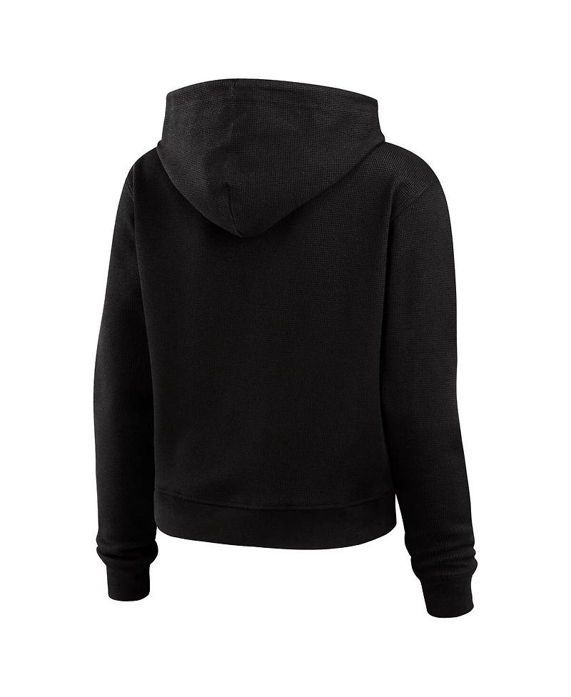 Wear By Erin Andrews Women's Black Vegas Golden Knights Waffle-Knit Pullover Hoodie