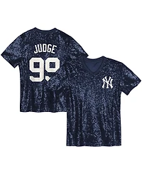 Outerstuff Juniors Aaron Judge Navy New York Yankees Name Number Sequin V-Neck Top