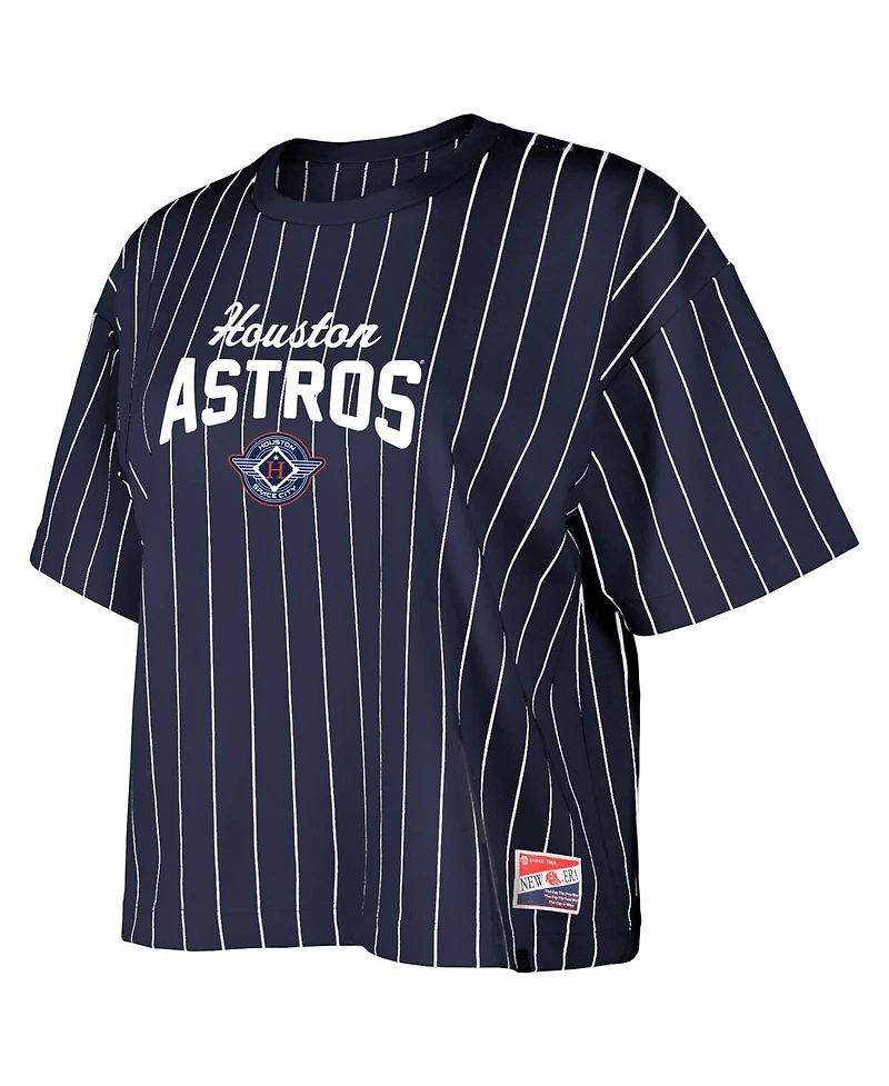 New Era Women's Navy Houston Astros 2025 City Connect Boxy Pinstripe T-Shirt