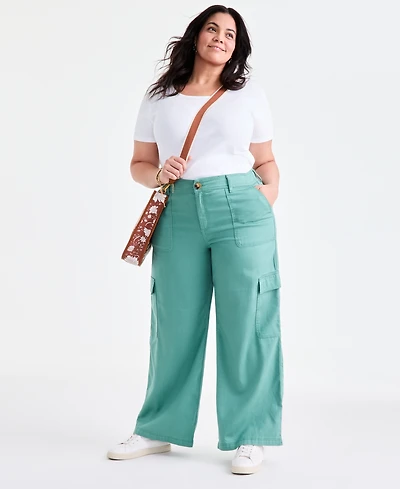 Style & Co Plus Mid-Rise Wide-Leg Cargo Pants, Exclusively at Macy's