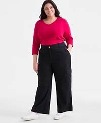 Style & Co Plus Mid-Rise Wide-Leg Cargo Pants, Exclusively at Macy's