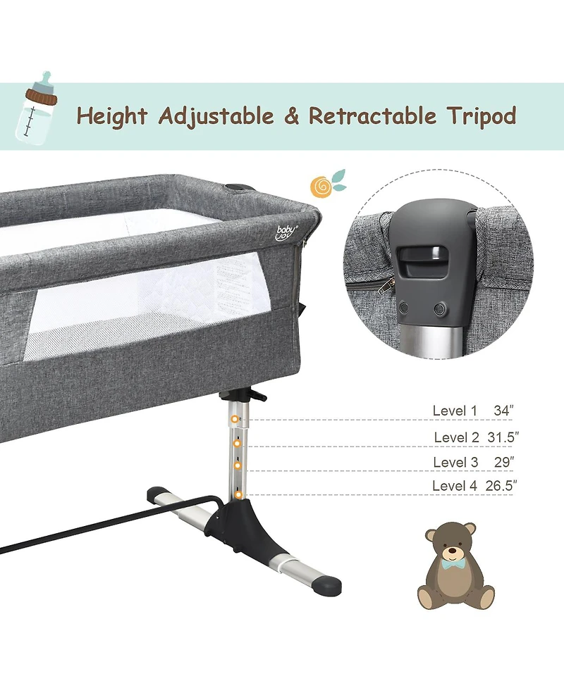 Costway Baby Portable Bed Side Sleeper Travel Bassinet Crib