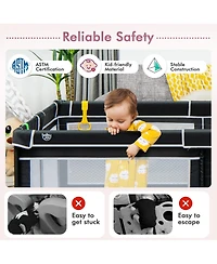 Costway Baby Playpen Extra-Large Safety Fence w/ Ocean Balls & Rings