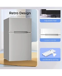 Cowsar 3.2 cubic foot mini fridge with separate freezer compartment and double door design is perfect for a basement, apartment, dorm room or office