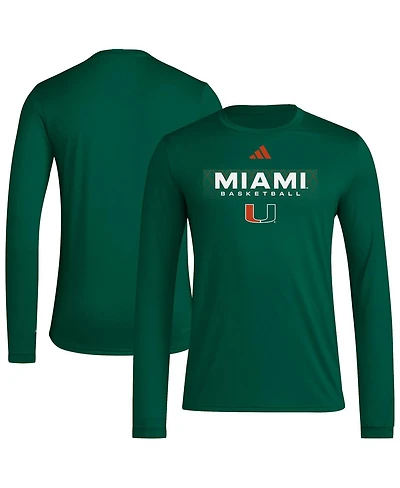 Adidas Men's Green Miami Hurricanes Locker On-Court the Fade Long Sleeve T-Shirt