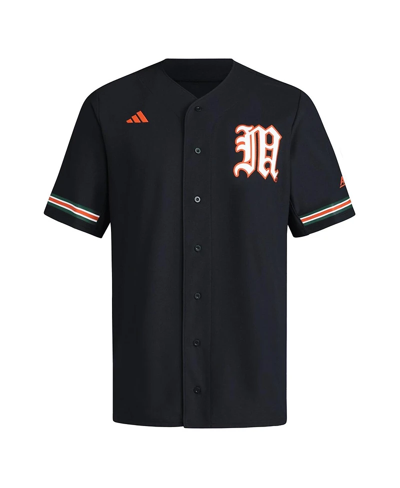 Adidas Men's Black Miami Hurricanes V-Neck Baseball Jersey