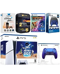 Sony PlayStation 5 Slim Disc Astro Bot, Rachet and Clank Bundle with Extra Controller, Pro Gamer Starter Kit, MightySkins Code 2 Year Extended War