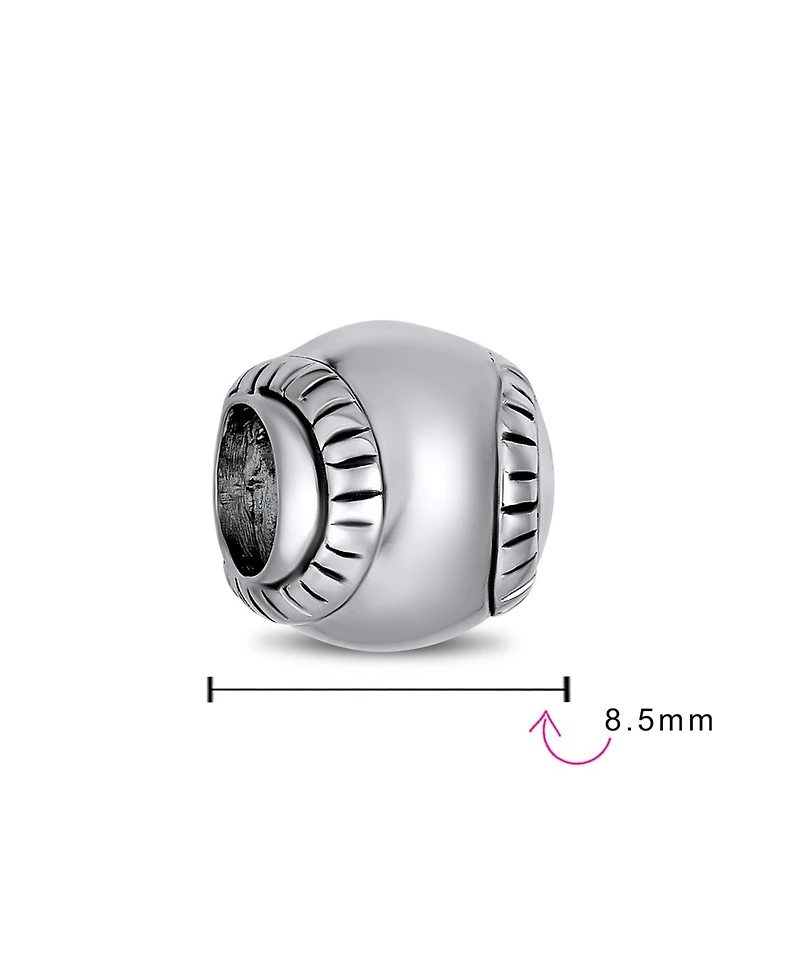 Bling Jewelry Softball Team Charm Bead Sterling Silver for European Bracelets