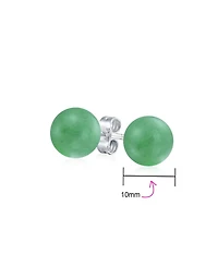 Bling Jewelry Set of 3 10MM Natural Stones Ball Stud Earrings Sterling Silver