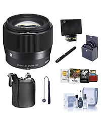 Sigma 56mm f/1.4 Dc Dn Contemporary Lens for Micro Four Thirds, Bundle with Filter Kit, Cleaning Kit, Mac Software Kit, Lens Cap Tether, Lens Cleaner,