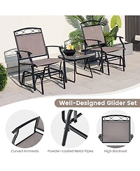 4pcs Patio Glider Set Single Swing Rocking Chair Heavy-Duty Metal Frame Outdoor