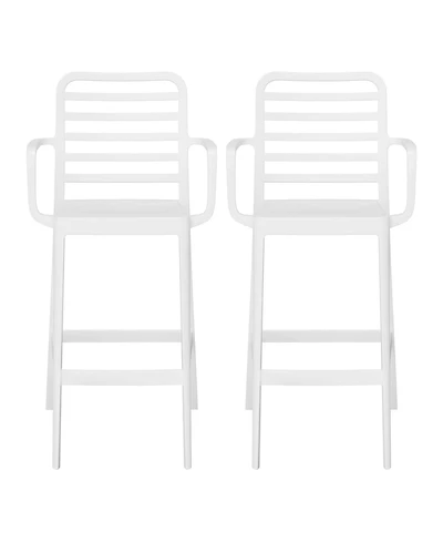 29.5" Outdoor Polypropylene Plastic Patio Bar Height Stools (Set of 2)