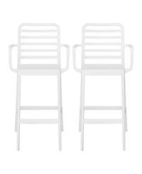 29.5" Outdoor Polypropylene Plastic Patio Bar Height Stools (Set of 2)