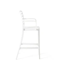 29.5" Outdoor Polypropylene Plastic Patio Bar Height Stools (Set of 2)