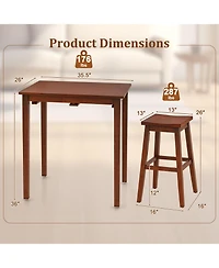 3-Piece Bar Table Set with Pub Table and 2 Saddle Stools