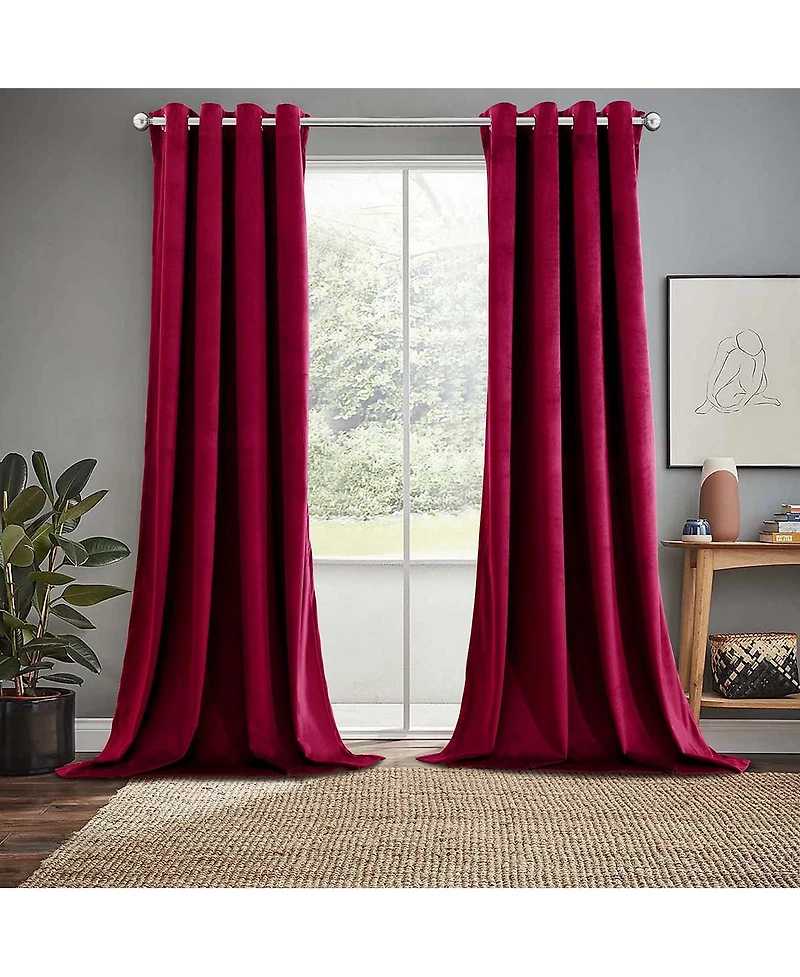 Heavyweight Velvet Grommet Curtain Panels (Set of 2