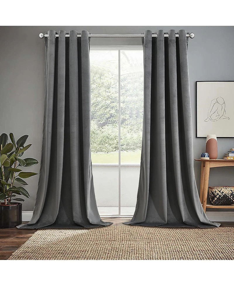 Heavyweight Velvet Grommet Curtain Panels (Set of 2
