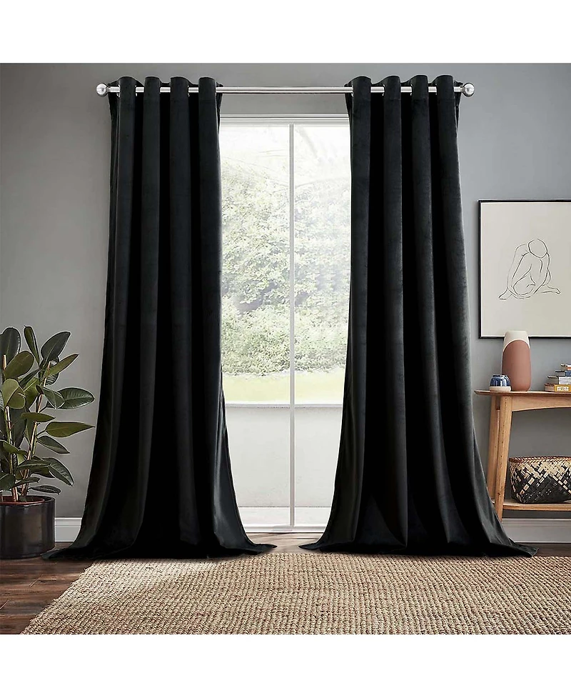 Heavyweight Velvet Grommet Curtain Panels (Set of 2