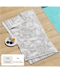 Linery & Co. 100% Cotton Jacquard 2 Pack Summer Beach Towels, 30" x 60"