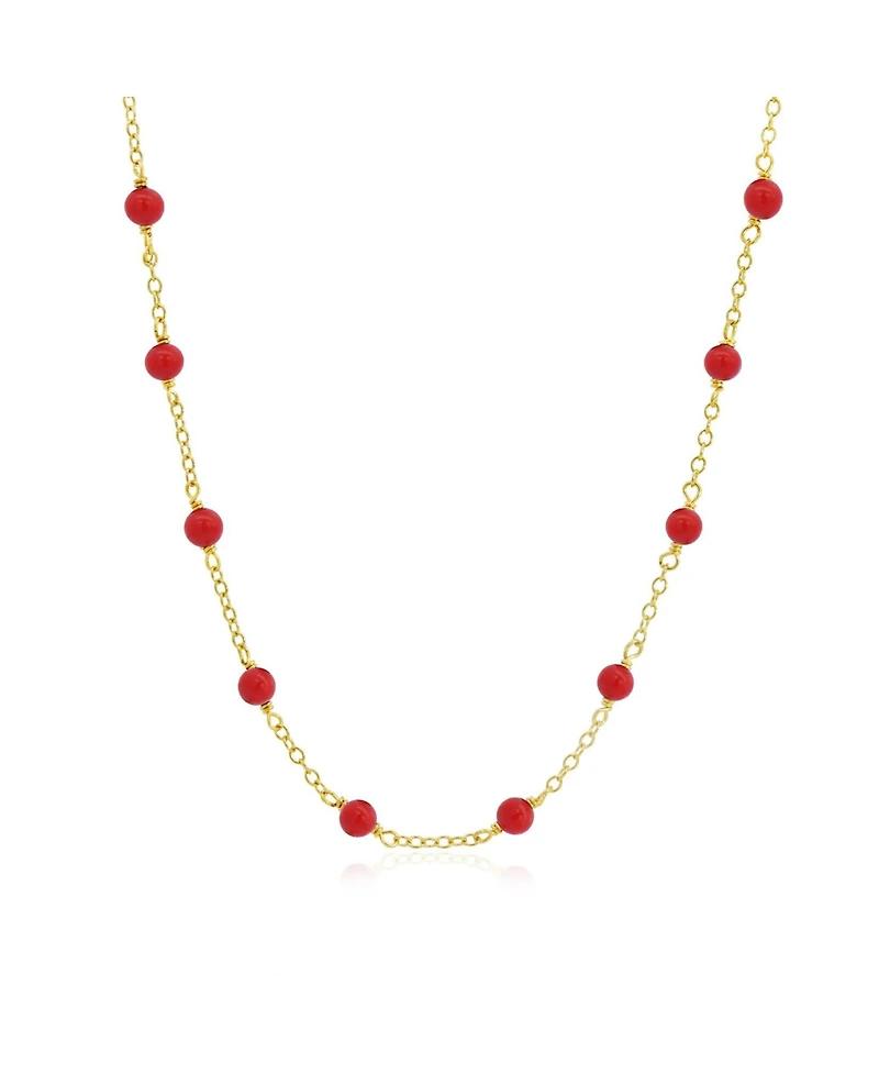 The Lovery Coral Bead Station Necklace 14K Gold