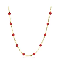 The Lovery Coral Bead Station Necklace 14K Gold