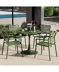 Outdoor Stackable Polypropylene Plastic Resin Dining Armchairs (Set of 4)