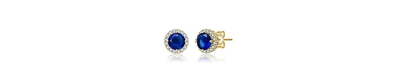 Elegant Round Stud Earrings with Colored Cubic Zirconia