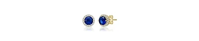 Elegant Round Stud Earrings with Colored Cubic Zirconia