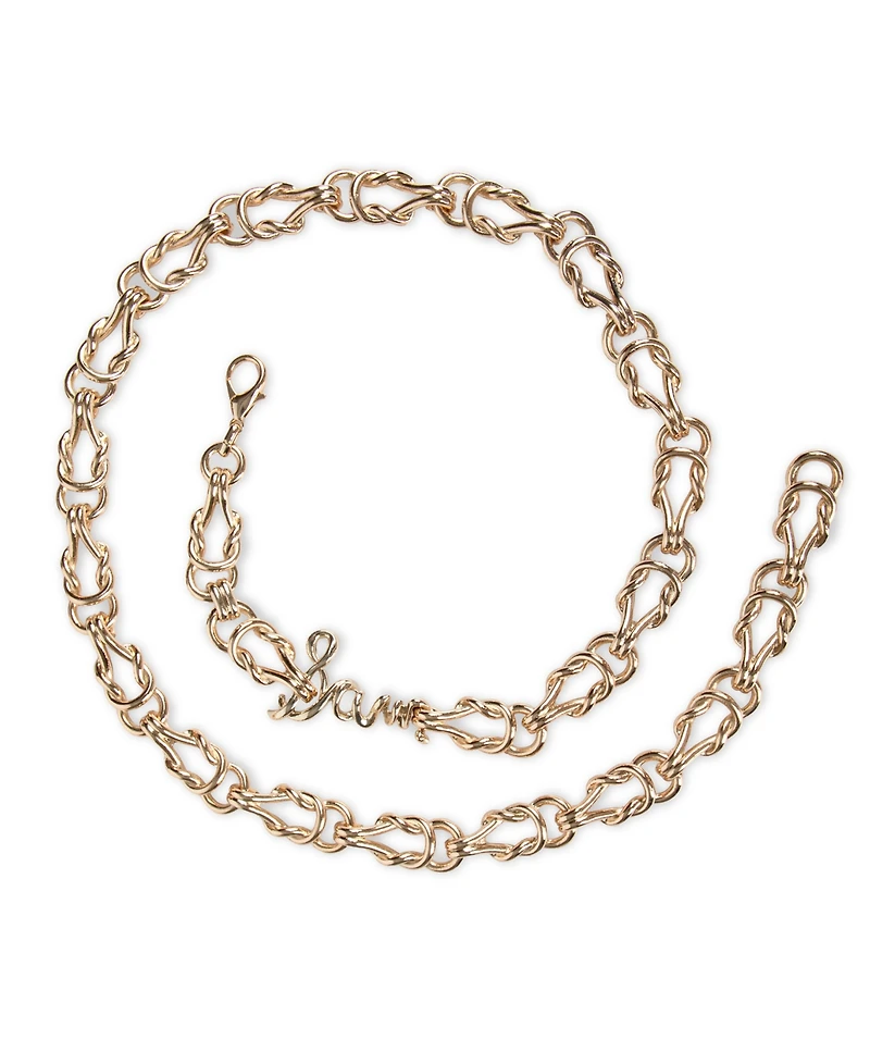Sam Edelman Women's Fully Adjustable Knotted Logo Chain Belt