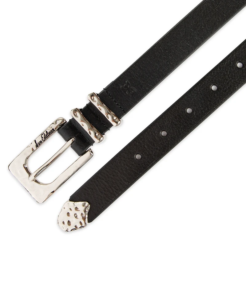 Sam Edelman Women's Hammered Metal Casual Leather Belt