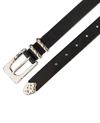 Sam Edelman Women's Hammered Metal Casual Leather Belt
