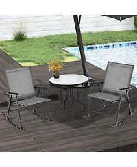 2 Pcs Patio Folding Rocking Chair Heavy-Duty Metal Frame Rockers Outdoor