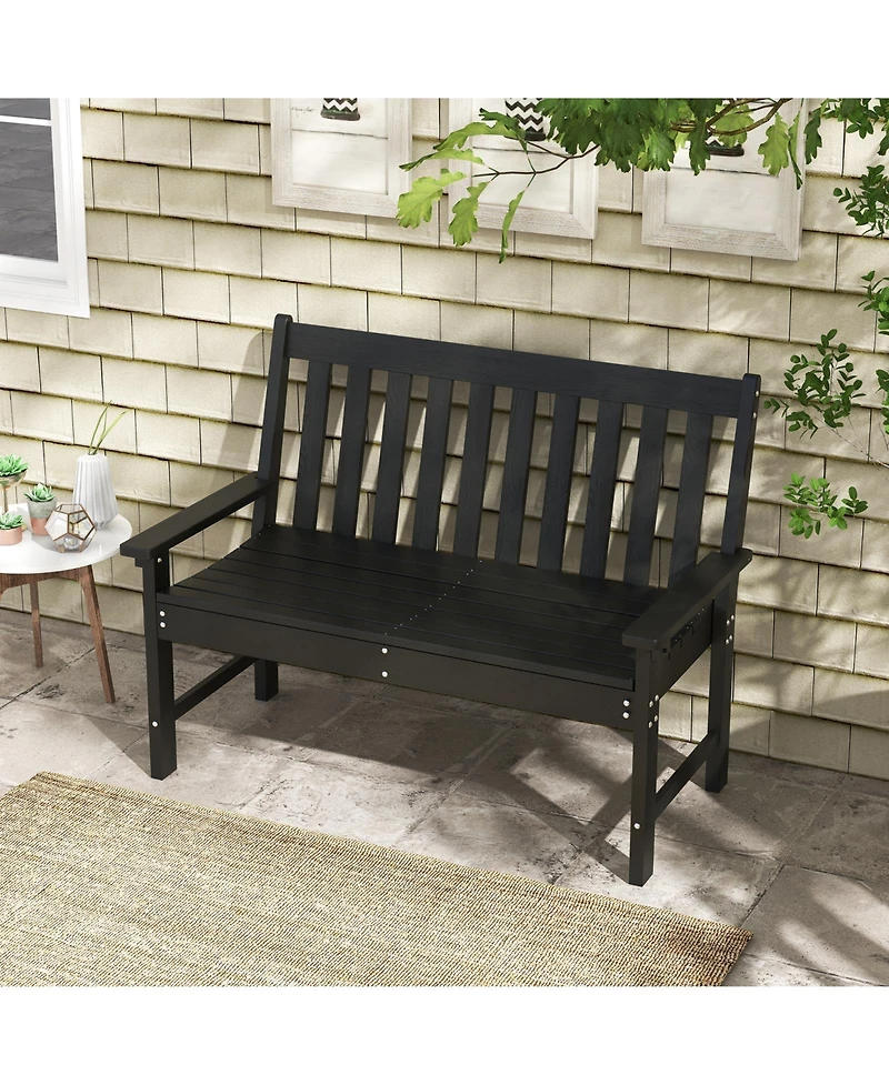 All-Weather Hdpe Outdoor Bench with Backrest and Armrests