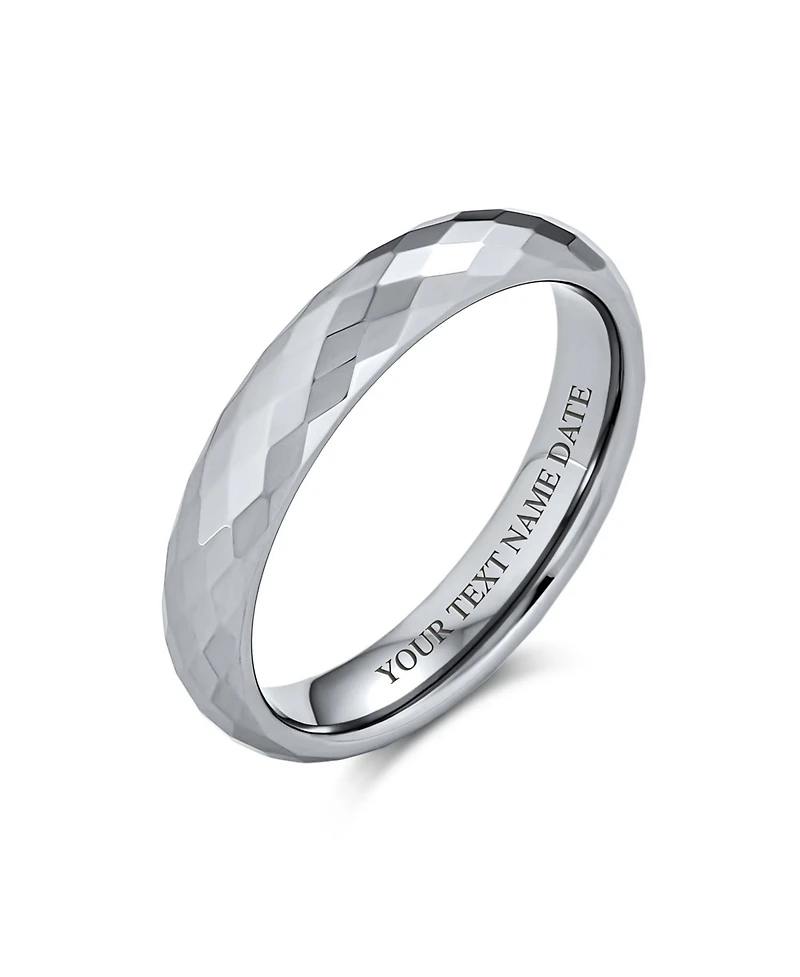 Bling Jewelry Multi Faceted Prism Cut Titanium Band Rings Silver Tone Comfort Fit 4MM